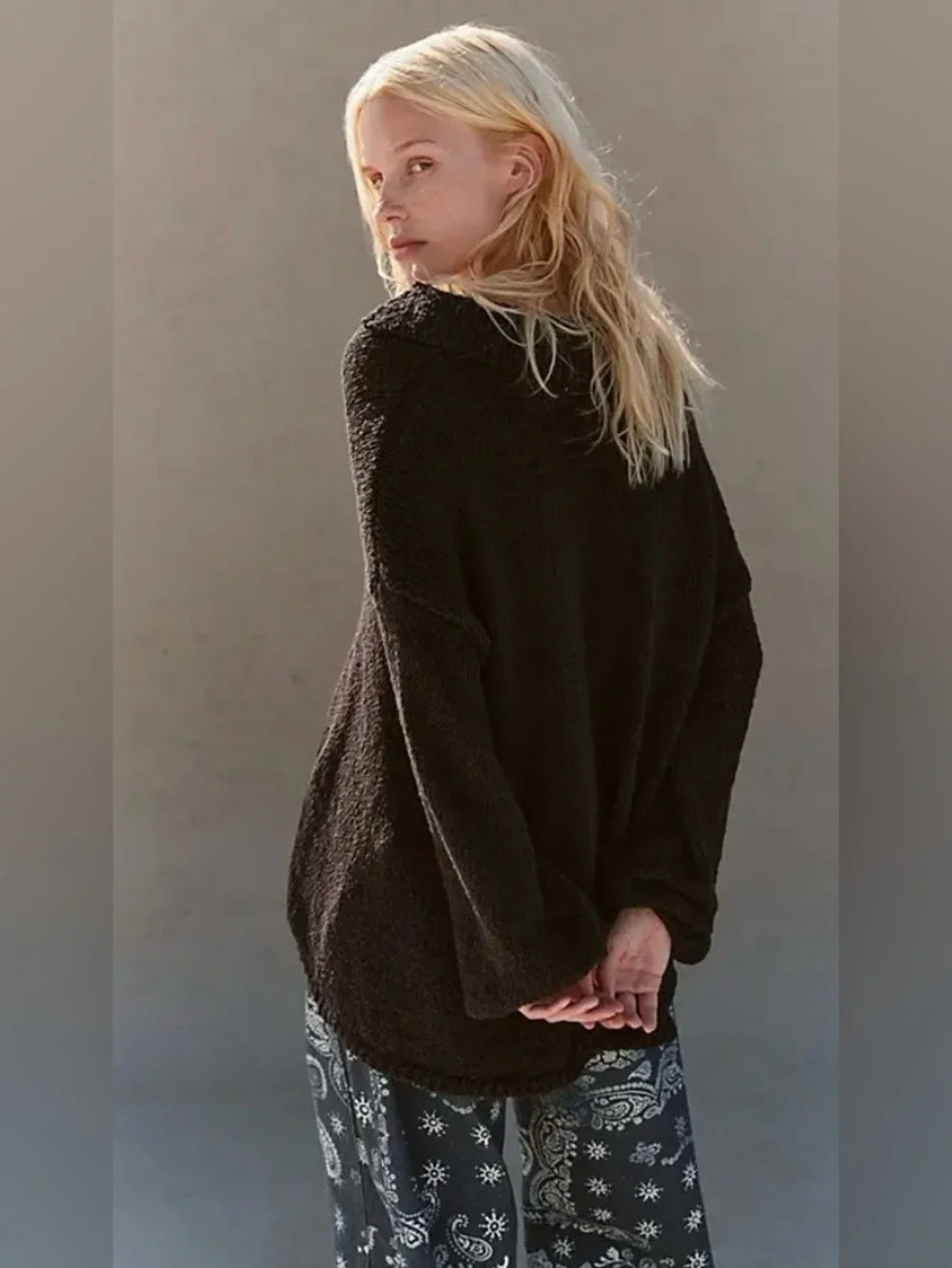 NWT FREE PEOPLE FREE EST REN SWEATER PULLOVER BLACK XS